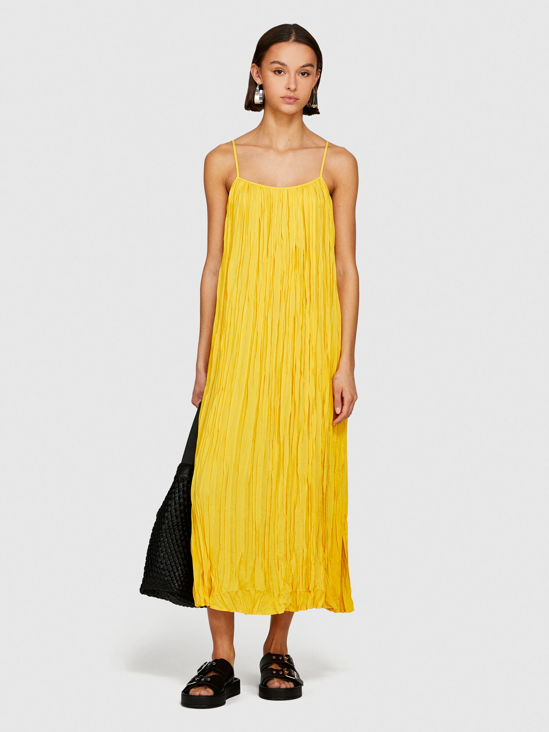 Plissee kleid gelb Outlet